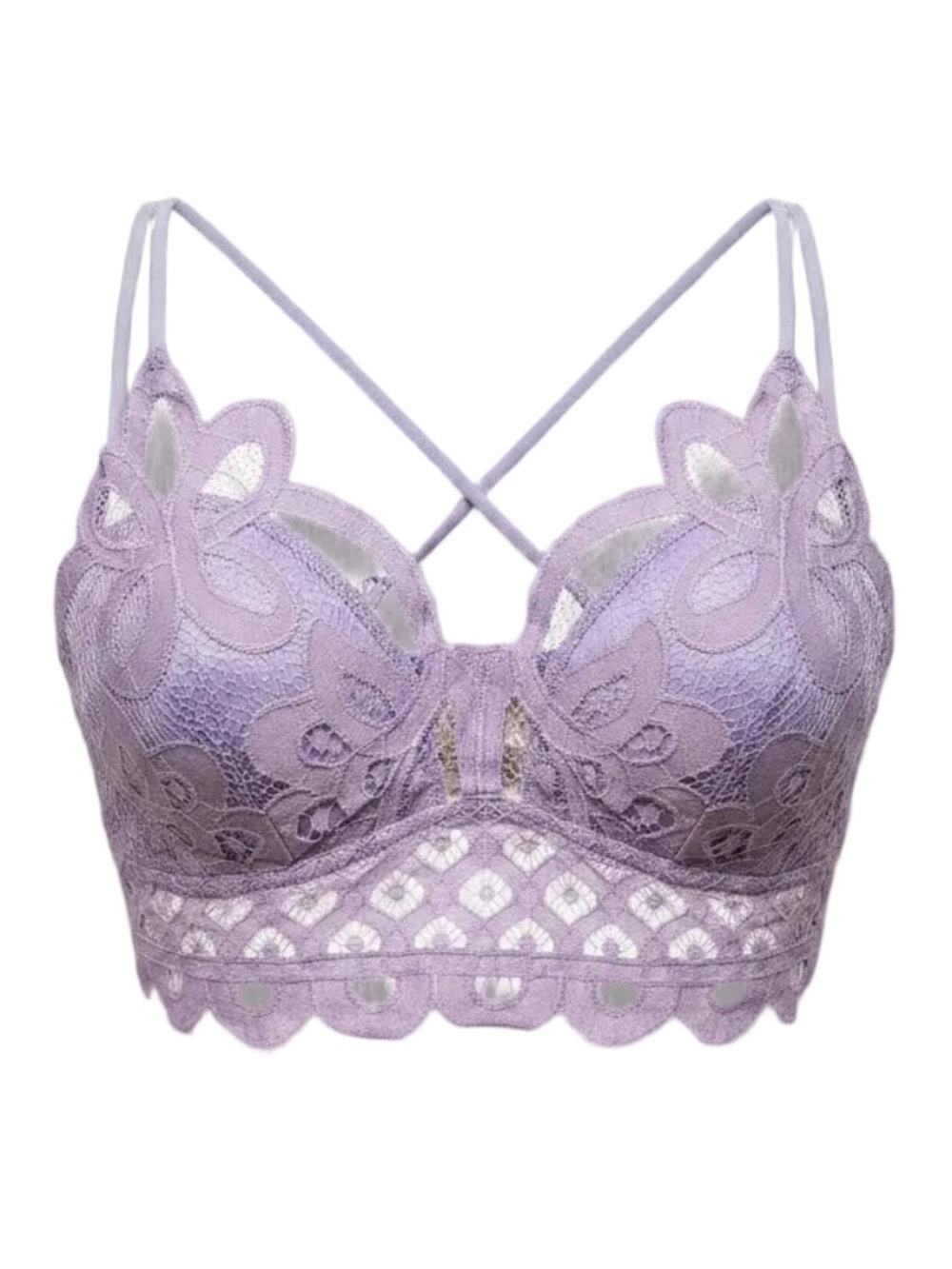 Zenana Crochet Floral Lace Bralette - Lavender NWOT
